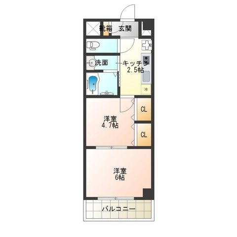 拡大写真:グランパシフィックパークビュー 4階401の間取り