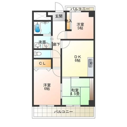 拡大写真：ウイングス21 6階6Aの間取り