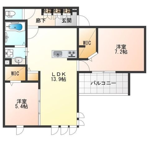 拡大写真:Maison Espoir Ⅳ 2階201の間取り
