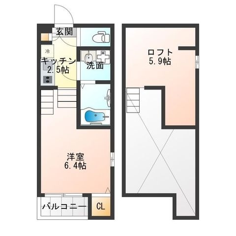 拡大写真:ハーモニーテラス墨江Ⅱ 2階203の間取り