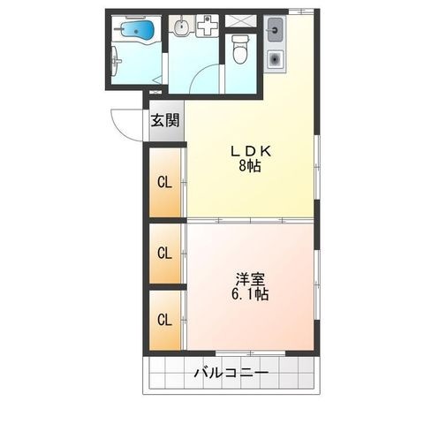 拡大写真：ツインクルヒロ 2階202の間取り