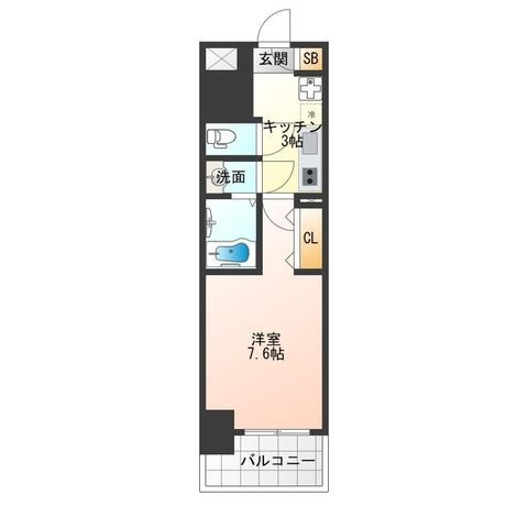 拡大写真:Luxe難波南 12階1206の間取り