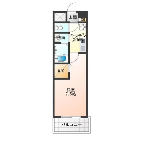 拡大写真：Luxe難波南 13階1319の間取り