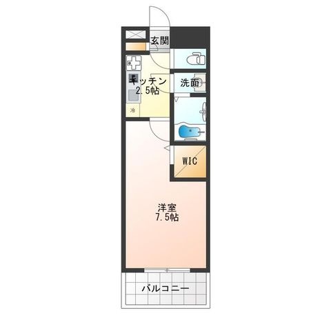 拡大写真:Luxe難波南 14階1417の間取り