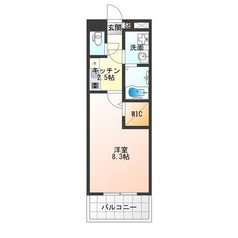拡大写真:Luxe難波南 2階202の間取り