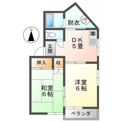 拡大写真:メゾンドラフ 2階202の間取り