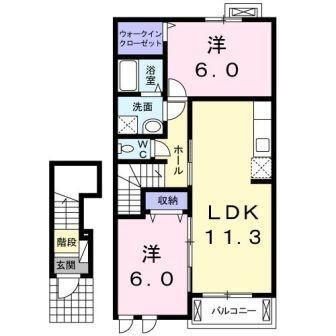 拡大写真:グラース 2階202の間取り