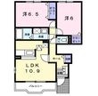 カーサ花水木Cの間取図