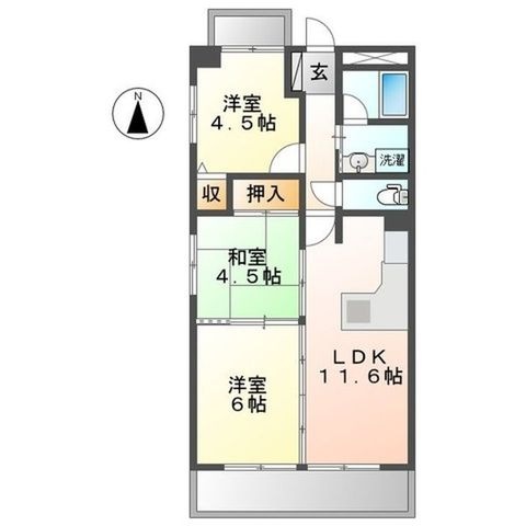 拡大写真:横山マンション 6階603の間取り