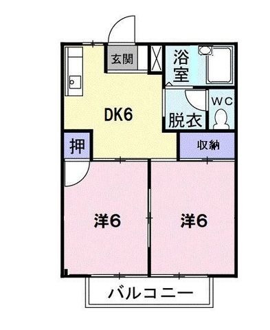 拡大写真:ヒーローハイツ 2階201の間取り