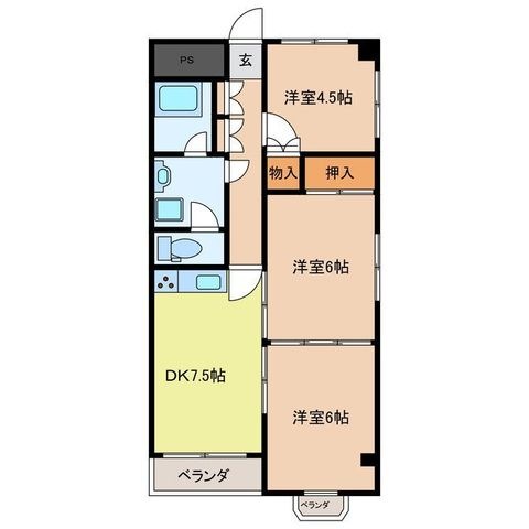 拡大写真：ダイヤモンドハイツ 302の間取り