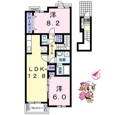 拡大写真:板野郡松茂町笹木野字八北開拓 2階203の間取り