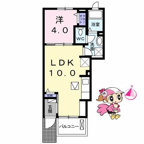 拡大写真:徳島市名東町3丁目 1階105の間取り