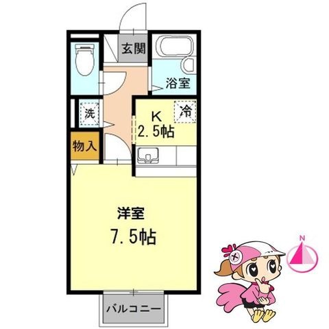 拡大写真:徳島市幟町2丁目 2階102の間取り