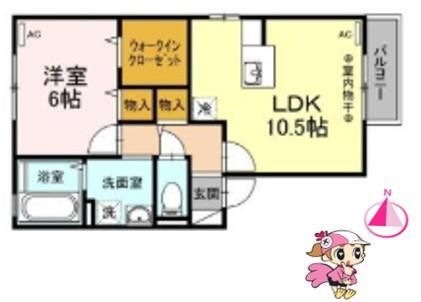 拡大写真:徳島市八万町夷山 2階202の間取り