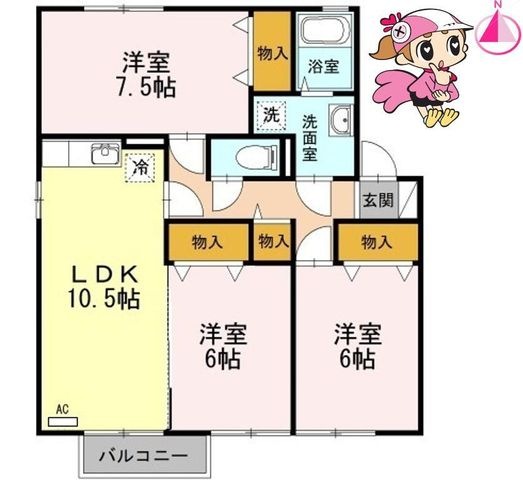 拡大写真:徳島市住吉5丁目 1階102の間取り