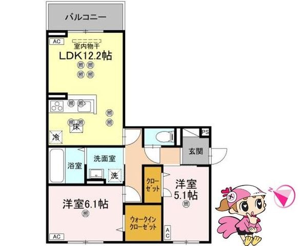 拡大写真:徳島市北田宮2丁目 1階101の間取り
