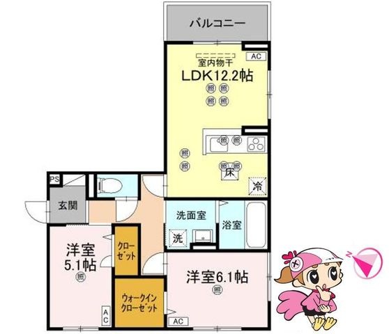 拡大写真:徳島市北田宮2丁目 1階103の間取り