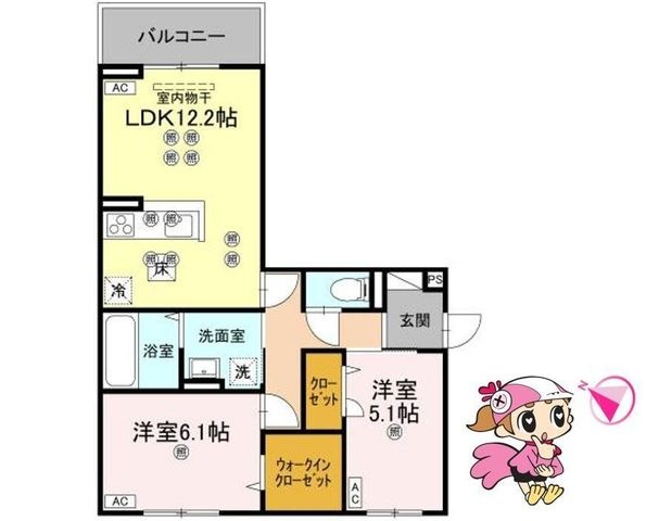 拡大写真:徳島市北田宮2丁目 1階101の間取り