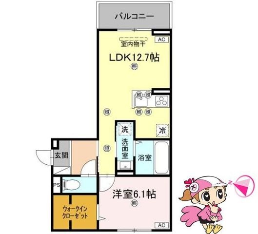 拡大写真:徳島市北田宮2丁目 3階303の間取り