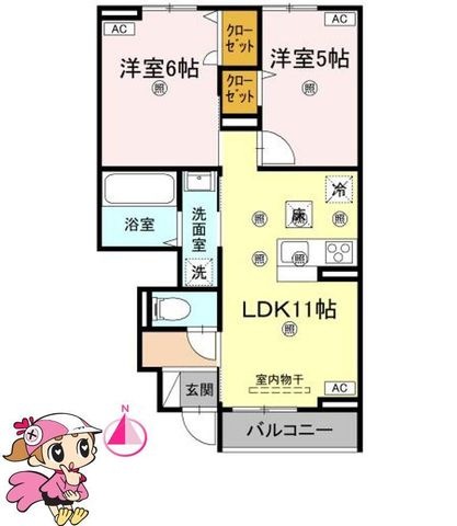 拡大写真:徳島市八万町上福万 1階105の間取り