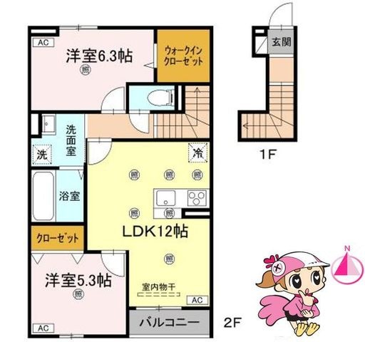 拡大写真:徳島市八万町上福万 2階202の間取り
