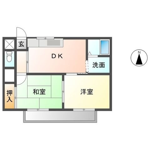 拡大写真：ソレイユ小野 2階201の間取り