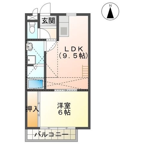 拡大写真:メゾンシンデレラ 2階2Bの間取り