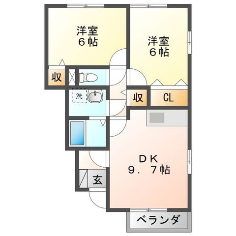 拡大写真:カトルセゾンA 1階101の間取り