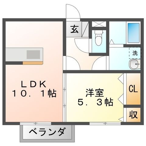 拡大写真:ジュネス 2階202の間取り