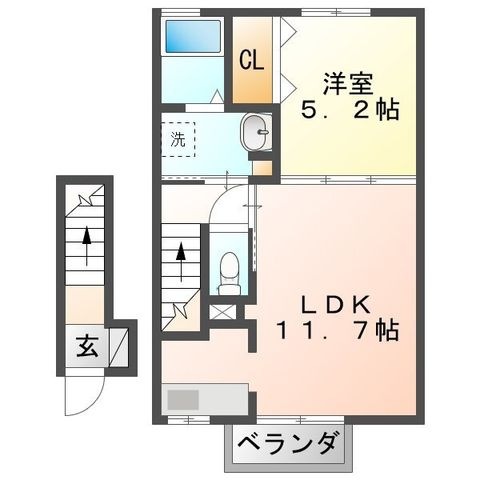 拡大写真:カレント ヒガシウズラC 2階202の間取り