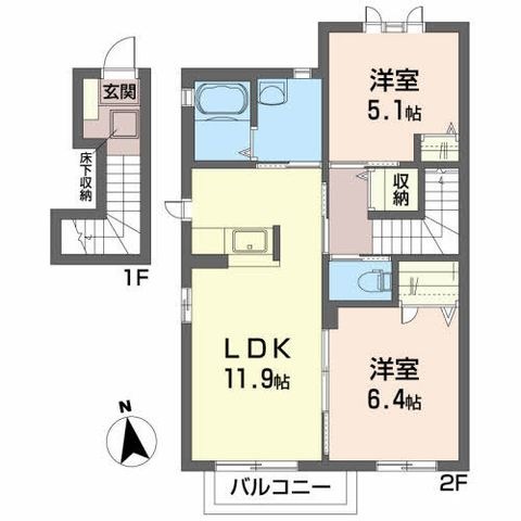 拡大写真:フォンテーヌ一番館 2階201の間取り