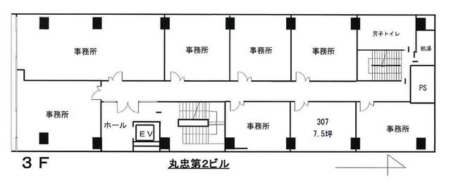 拡大写真:丸忠第二ビル 3階302の間取り