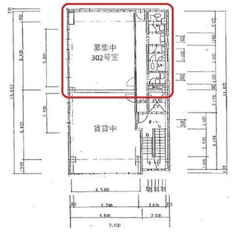 拡大写真:貝塚市近木町 3階302aの間取り