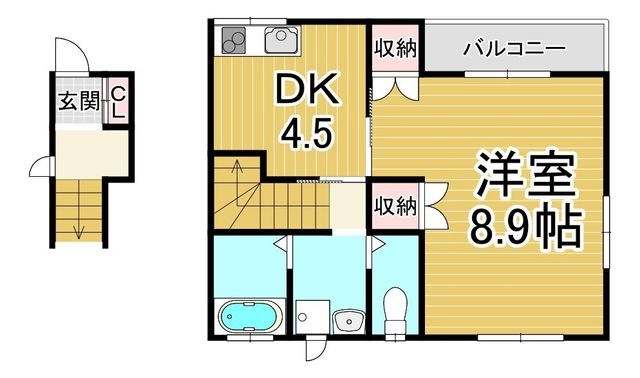 拡大写真:神戸市長田区腕塚町7丁目 2階201の間取り