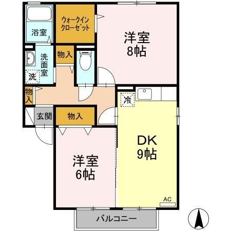 拡大写真:ヌーベルバーグ B 2階102の間取り