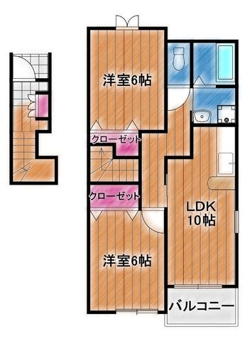 拡大写真:アルハンブラ一番館 202の間取り