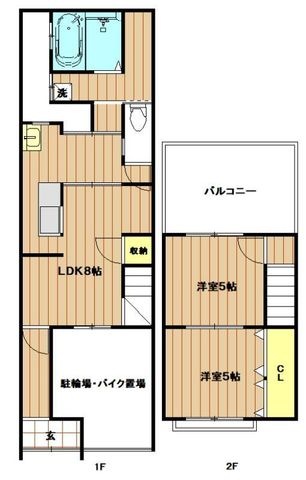 拡大写真：生野区勝山北3丁目貸家 2階101の間取り