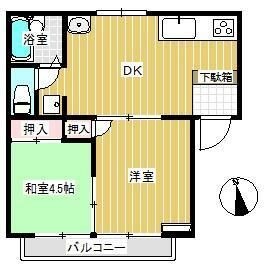 拡大写真:リージェント中庄パートⅡ 202の間取り